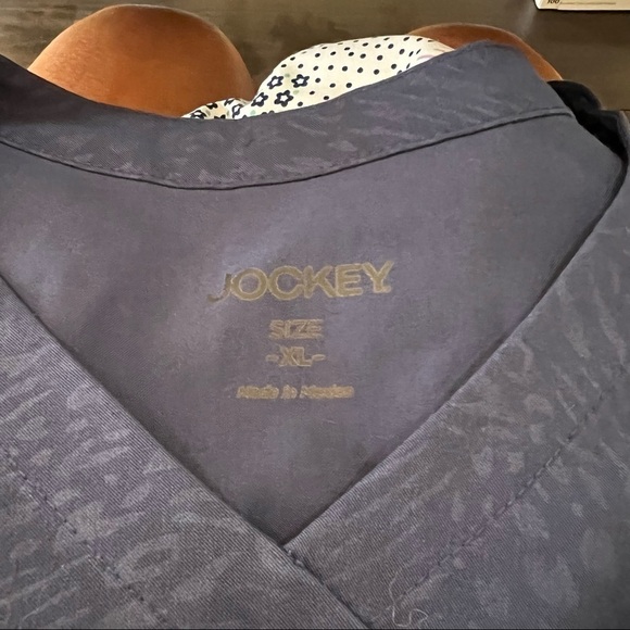 2 medical scrub tops, XL, blue animal print Jockey, white print Serene Uniforms - Picture 10 of 10